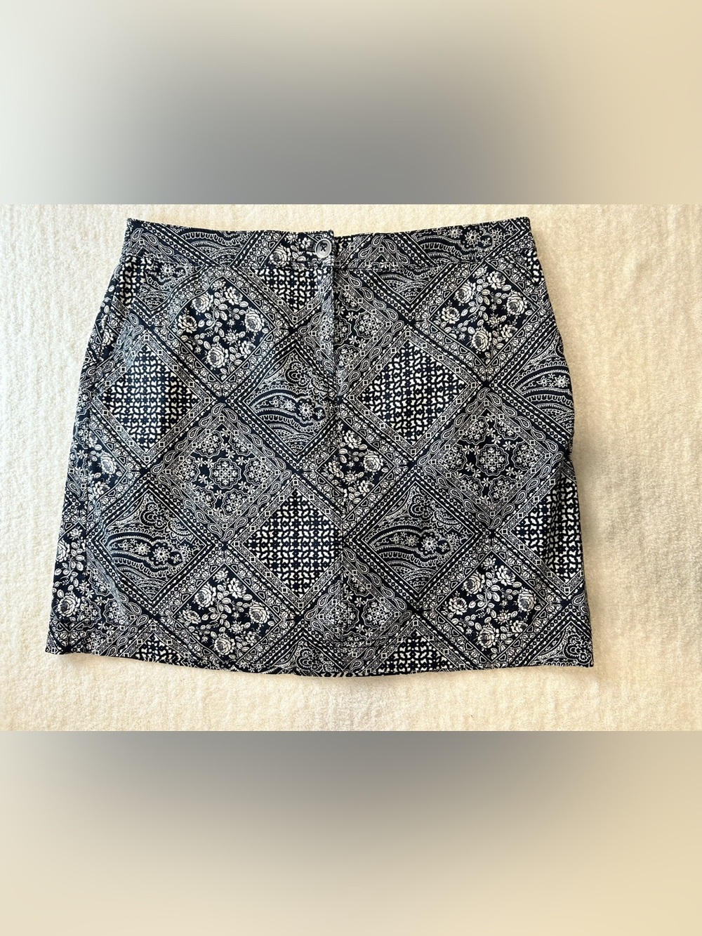 Karen Scott Skort Navy White Bandana Paisley Print Size 6